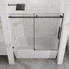 60"x58" Frameless Sliding Bathtub Door, 1/4"(6mm) Clear Tempered Glass with Easy-Clean Coating, Stainless Steel Hardware, Matte Black Finish - 2 of 4