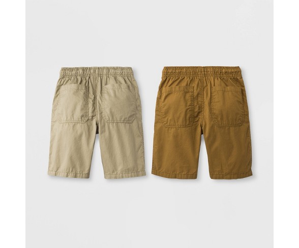 Boys' 2pk Woven Chino Pull-On Shorts - Cat & Jack&#153; Brown/Khaki XS