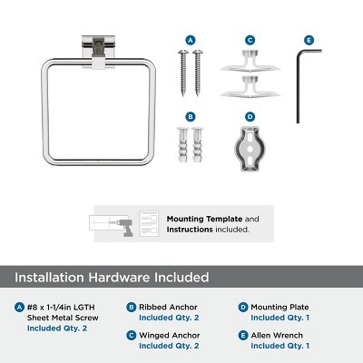 Polished Nickel Wall Mounted Square Towel Ring