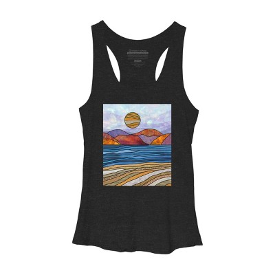 Women's Design By Humans Beach Landscape Stain Glass By Maryedenoa Racerback Tank Top