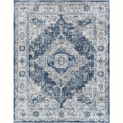 Mark & Day Tricht 7'10"x10' Rectangle Woven Indoor Area Rugs Charcoal: Traditional Medallion, Stain-Resistant, Living Room