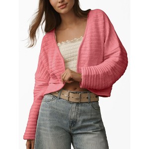 Coolmee Women's Cardigan Bolero Shrugs for Evening Dress Long Sleeve Lightweight Cropped Open Front Casual Knit Top - 1 of 2