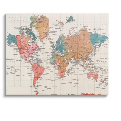 Stupell Industries Detailed Boho World Map Canvas Wall Art