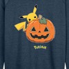 Women's - Pokémon - Pikachu Pumpkin Lightweight French Terry Wide Neck Long Sleeve Shirt - 2 of 4