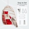 Gulches Red PE Rattan Egg Swing Chair Foldable Outdoor Hanging Chair with Washable Cushion, Stainless Steel Suspension Kit, 270lbs Capacity - 3 of 4