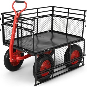 Heavy Duty Metal Garden Cart – 880 lbs Capacity Utility Wagon with Removable Sides & 10" All-Terrain Wheels, Yard Wagon - 1 of 4
