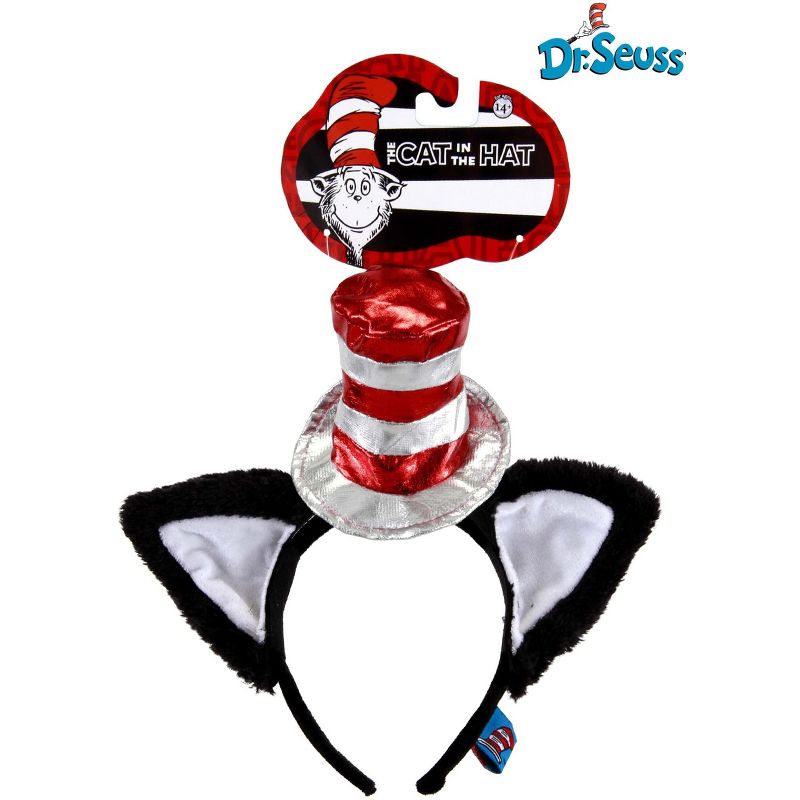 HalloweenCostumes.com    Dr. Seuss Cat in the Hat Deluxe Costume Ears Headband with Stovepipe Hat for Adults and Kids, Multi, 1 of 2