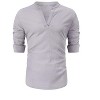 Coolmee Men's Casual Henley Shirt Long Sleeve Stand Collar Shirts Loose Fit Business Tops - 2 of 4
