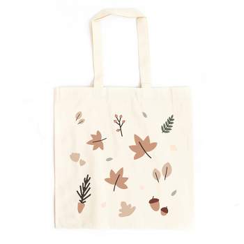 City Creek Prints Boho Fall Leaves Canvas Tote Bag - 15x16 - Natural