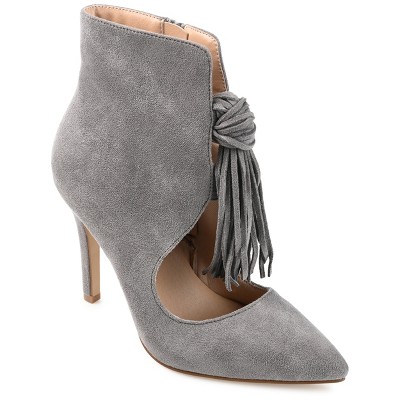 Journee Collection Womens Cameron Pointed Toe Stiletto Ankle Booties Grey 9