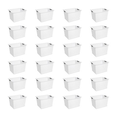 Sterilite Deep Ultra Plastic Storage Bin Organizer Basket w/ Handles