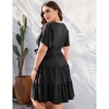 Garvee Plus Size V Neck Wrap Dress for Women High Waisted Short Sleeves Summer Casual Midi Dress with Belt - 4 of 4