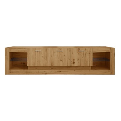 NicBex TV Stands for Living Room,Modern Entertainment Center with Cabinets and Open Shelves,TV Console for Living Room, Bedroom, Home,Natural