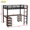 Full Loft Bed Frame: Black with Vintage Wood Desk, Ladder, and Guardrails - 3 of 4