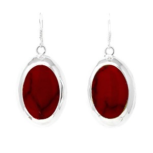 Slickblue 1.5" Handcrafted Oval Drop Earrings - Red Jasper in Alpaca Silver, Hypoallergenic Sterling Silver Posts - 1 of 3