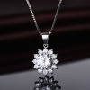 Sterling Silver Preciosa Crystal Halo Flower Pendant Necklace - 2 of 4