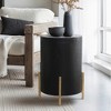 LuxenHome Black MDF Round Side Table, 21.8” Tall with Metal Stand & Storage - 2 of 4