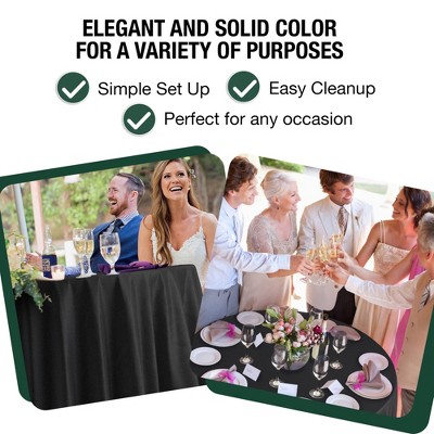 Black 120 Inch Round Disposable Plastic Tablecloth - 12 Pack