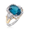 Ross-Simons 6.70 ct. t.w. London Blue and White Topaz Ring in 2-Tone Sterling Silver - 3 of 4