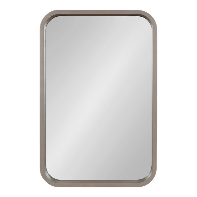 Hutton Graywash Solid Wood Radius Rectangle Wall Mirror