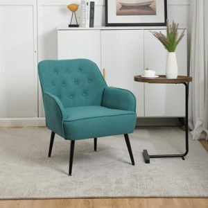Modern Accent Chairs Linen Armchair, Accent Chairs Modern With Armrest, Accent Chairs Bedroom, Accent Chairs Comfort-Cuddlewood - 1 of 4