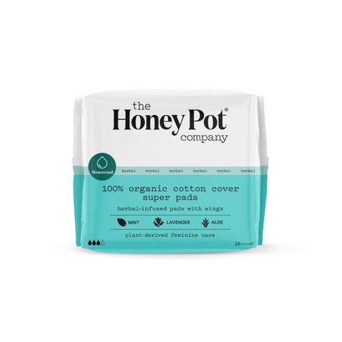 The Honey Pot Company Herbal Super Pads With Wings, Organic Cotton Cover -  16ct : Target