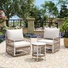 3 PCS Patio Seating Set with 2 Swivel Chairs and Table, Coffee Table with Glass Tabletop, Chair with Handwoven Rope and Steel Frame-Coolbibila - 2 of 4