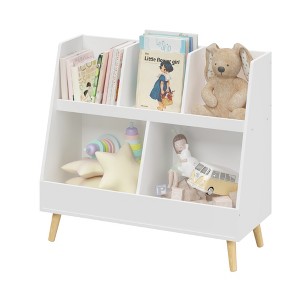 Ruvalino Decorative Bookshelf Kids Bookcase with Cubbies for Nursery and Montessori Space, White, 31.5"*13.39"*28.54" - 1 of 4