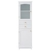 MOEPISY Tall Bathroom Storage Cabinet with Glass Doors, Free-Standing, Two Drawers, and Adjustable Shelves White - 4 of 4