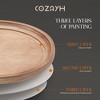 COZAYH Round Rustic Wood Accent Tray Top Nightstand Side Table, White, Set of 2 - 4 of 4