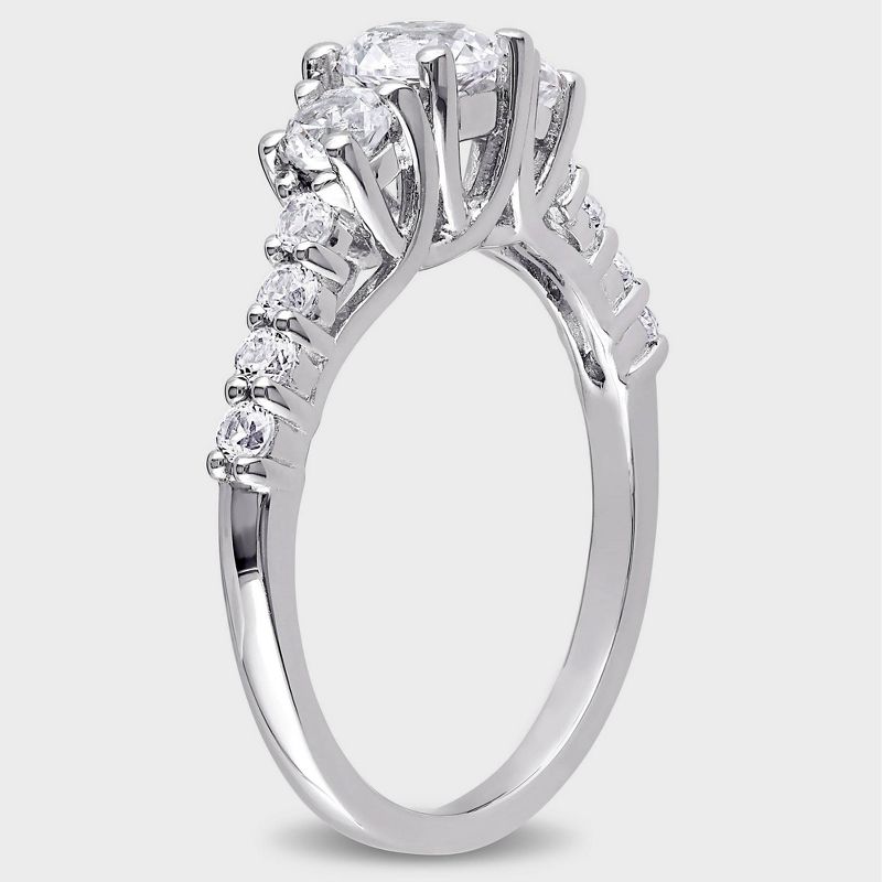 1 3/8 CT. T.W. White Sapphire Cocktail Ring - Silver, 3 of 5