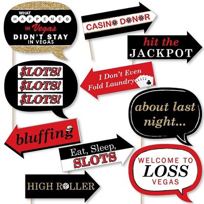 Big Dot of Happiness Funny Las Vegas - Casino Themed Photo Booth Props Kit - 10 Piece