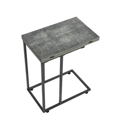 Jamestown Gray and Black Metal Extendable C-Shaped Side Table