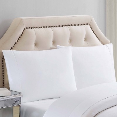 Standard 600 Thread Count Solid Cotton Pillowcase Set Bright White - Charisma