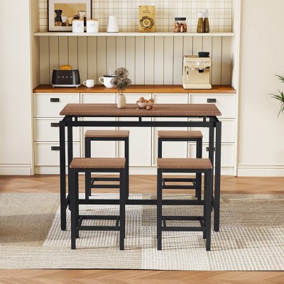 Dining Sets 5 Piece, Bar Table Set With Table And Stools, Dining Set Modern Industrial Design, Counter Height Dining Sets -Cuddlewood