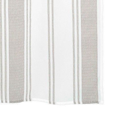 Kyoto Tan and White Geometric Polyester Shower Curtain with Liner