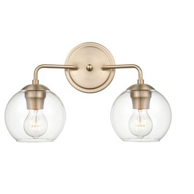 Matte Black Glass Globe 2-Light Vanity Fixture