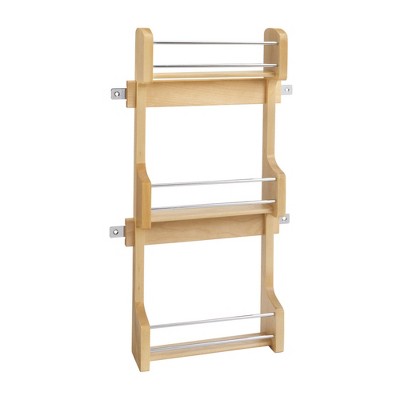 Rev-A-Shelf 4SR-15 Kitchen Cabinet Door Mounted Wooden 3-Shelf Storage Spice Rack with Mounting Hardware