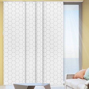 86"x96" Chicology Light Filtering Panel Track Hexagon Blind White - 1 of 4
