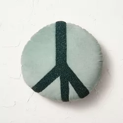 Beaded Peace Sign Round Throw Pillow Turquoise - Opalhouse™ designed with Jungalow™