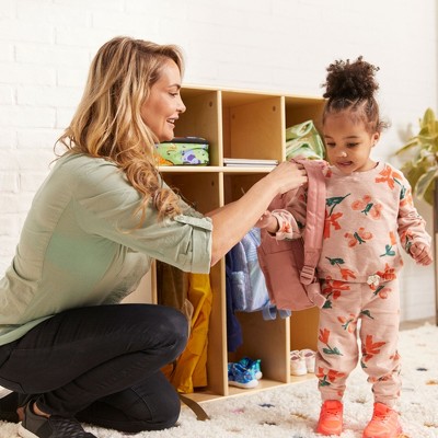 Natural Birch 3-Section Toddler Coat Locker with Hooks