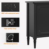 Heynemo Storage Cabinet with 3 Doors, Mid-Century Sideboard Cabinet with Adjustable Shelves, Wood Buffet Cabinet with Turned Legs, Black - 4 of 4