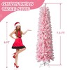 7.5 FT Snow Flocked Hinged Christmas Tree, Artificial Pencil Christmas Tree, Unlit Pine Tree with 641 Branch Tips, Pink - 3 of 4