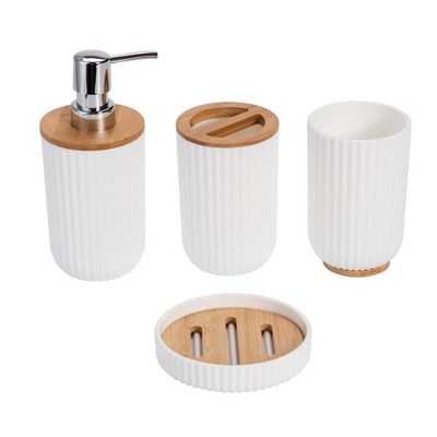 4pc Ribbed Bath Accessory Set - Kralix