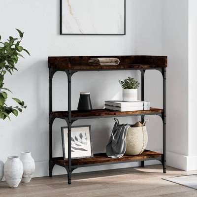 vidaXL Console Table with Shelves Smoked Oak 29.5 in.x11.8 in.x31.5 in.
