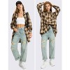EXLURA Womens Plaid Flannel Shacket Long Sleeve Button Down Shirts Long Jackets Oversized Fall Fashion Outfits - 3 of 4