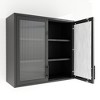 Alilang 31.50 Inch Wall-Mounted Black Metal Cabinet with Fluted Glass Doors - Black - 4 of 4
