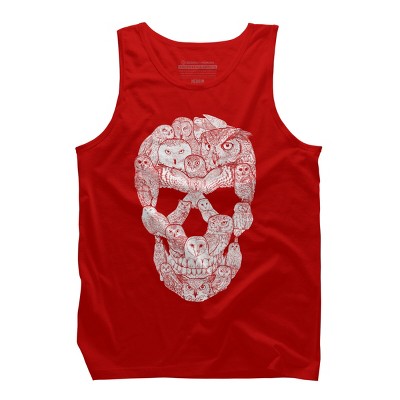 Men's Design By Humans Sketchy Owl Skull By Dinny Tank Top