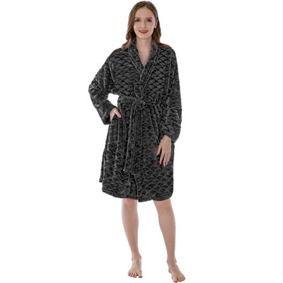 PAVILIA Short Robes for Women, Plush Soft Bathrobe Womens Lightweight, Fluffy Fuzzy Robe Knee Length, Shower Spa