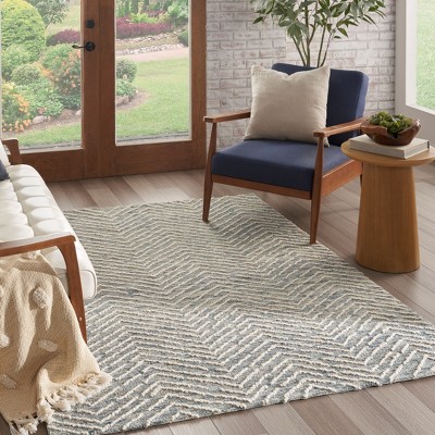 Indigo Ivory Chevron Hand-Tufted Wool 4' x 6' Area Rug